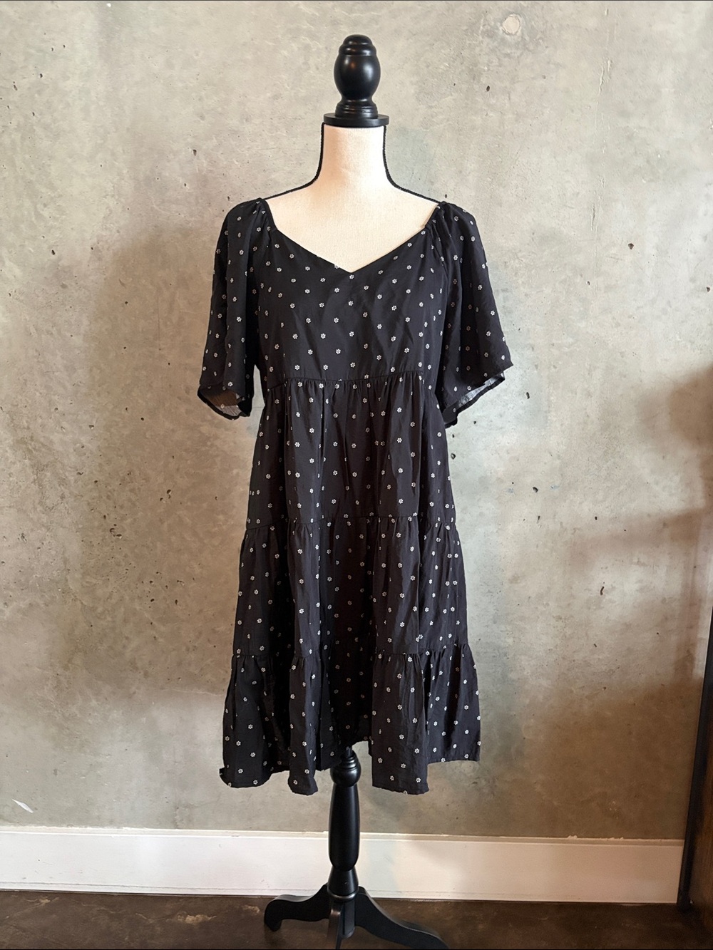 SO Black Polka Dot Tiered Mini Dress